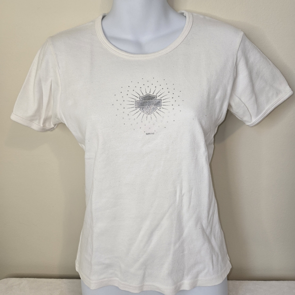 Women's White Harley Graphic Tee
